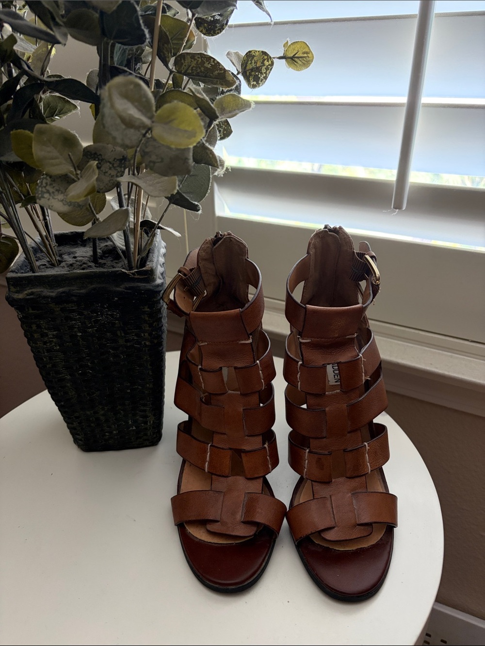Steve Madden Brown Leather Strappy Gladiator Heels